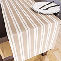 Encasa Homes Camino de Mesa de para Comedores 8 Seater - Franca Beige Rayas - Grande 35 x 264 cm- Algodón Ecológico…